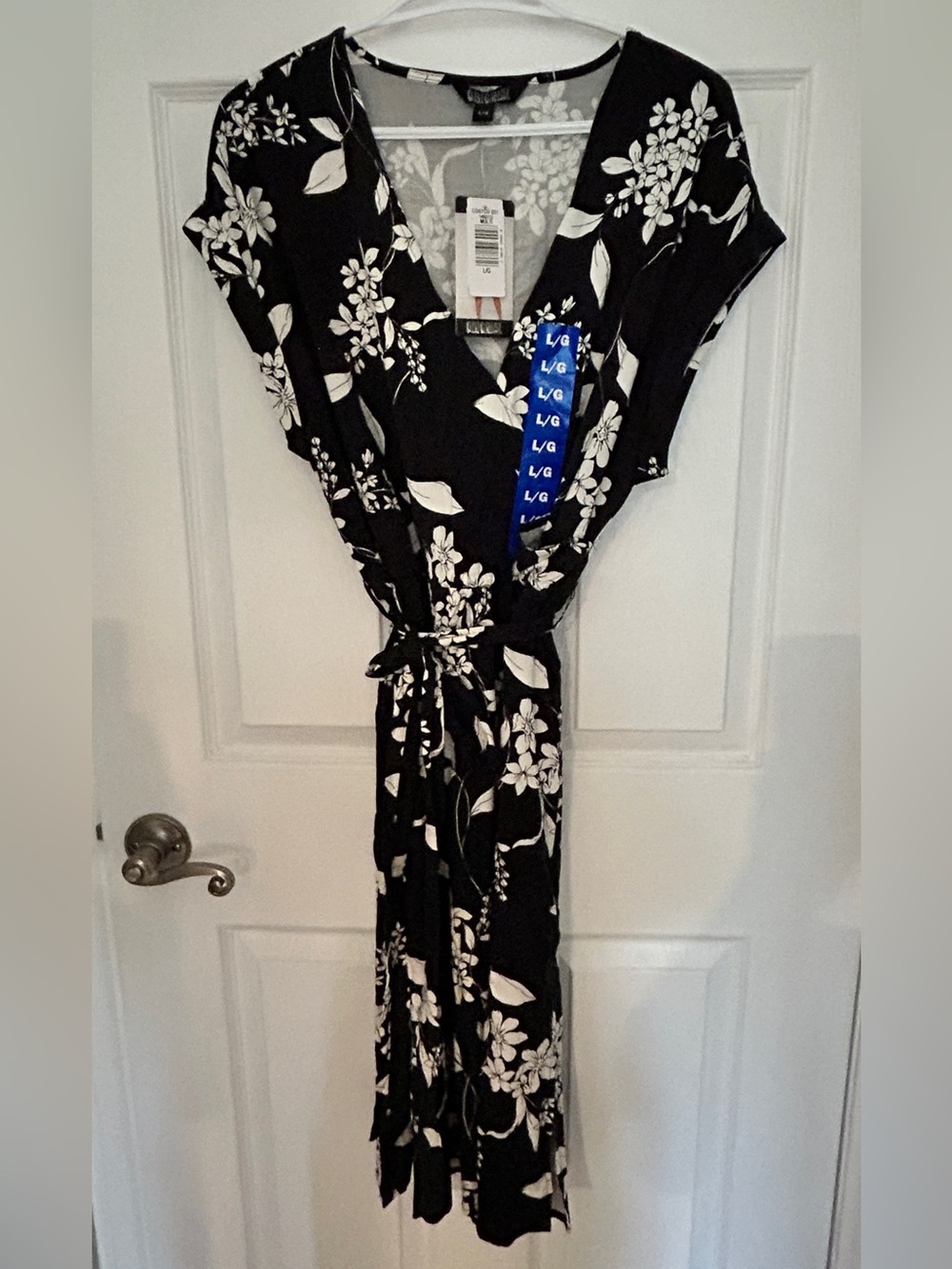 Black & White Floral Wrap Dress